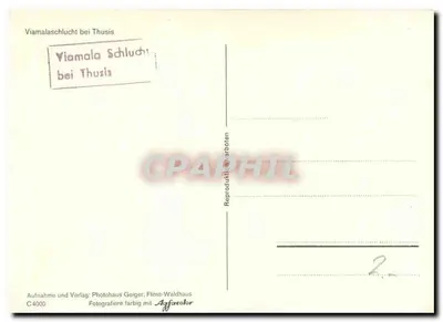 Viamala Schlucht bei Thusis — widok mostu kamienno-żelaznego — Photohaus Geiger, Flims-Waldhaus C4000 — Rewers