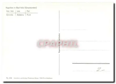Kaple w Bad Vals — Vals, Leis, Peil, Zervreila, Soladüra, Frunt — Photohaus Geiger, 7018 Filmis-Waldhaus — Rewers