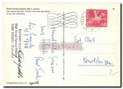 Scuol-Tarasp - Widok na wieś i most - Wydawnictwo Jon Fowarstein — Rewers
