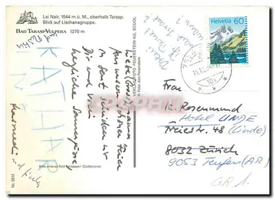 Bad Tarasp-Vulpera — Widok na Lischangruppe — Verlag Foto Feuerstein AG, nr 2512 — Rewers