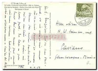 Scuol-Tarasp-Vulpera — Stacja termalna Alp — Druck Ernaldt Press AG, Scuol — Rewers