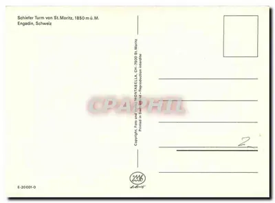 Nachyleny zegar w St. Moritz — Engadina, Szwajcaria — wydawca Montabella, n° E-20 001-0 — Rewers