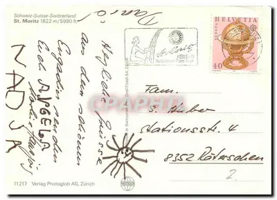 St. Moritz — widok panoramiczny — Verlag Photoglob AG, Zürich — Rewers