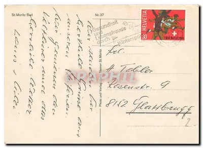 St. Moritz — widok zimowy — Photo und Verlag Hans Steiner, nr 37 — Rewers