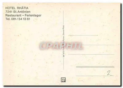 Hotel Rhätia — St. Antönien — 38-472 — Verso