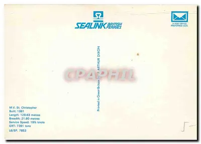 M.V. St. Christopher — Sealink British Ferries — wydawca Sealink British Ferries — Rewers