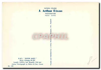 R.M.S. 'QUEEN MARY' — groot transatlantisch schip — J. Arthur Dixon, SS 125 — Achterkant
