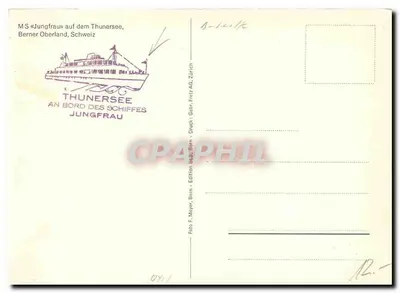 MS Jungfrau — Thunersee, Berner Oberland, Zwitserland — Uitgave F. Meyer, Bern — Achterkant