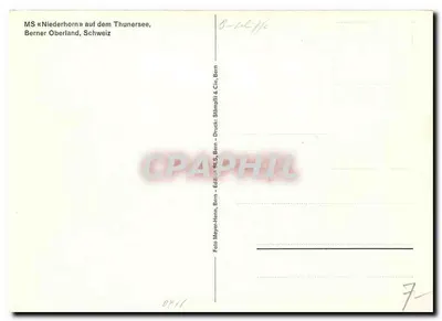 MS Niederhorn — Lago de Thoune, Berna Oberland — Edição Meyer-Henn, Berna — Verso
