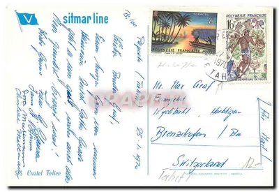 Het Castel Felice — schip van de Sitmar Line — uitgever onbekend, serie-nummer niet zichtbaar — Achterkant