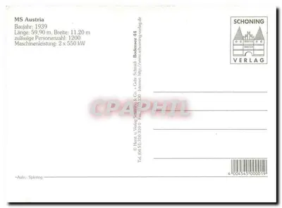 MS "Austria" — statek turystyczny — Schöning Verlag, n° 41 — Rewers