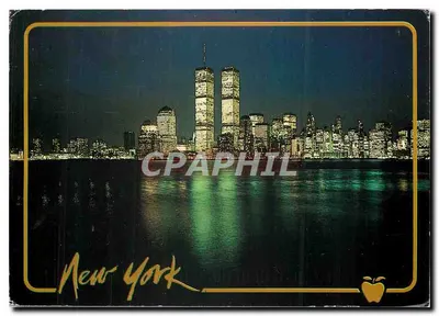 Nova Iorque — vista noturna das Torres Gêmeas — Golden Apple Postcards