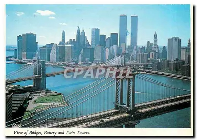 Nova York — Vista dos pontes, Battery e Twin Towers — NESTERS MAP & GUIDE