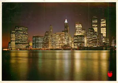 Nova York — skyline iluminado visto de Brooklyn — Apple Prints