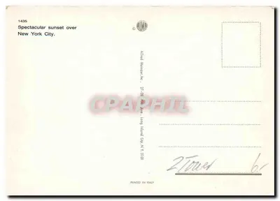 Nowy Jork — zachód słońca nad Wieżami Bliźniaczymi — Alfred Mainzer Inc. — Rewers