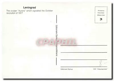 Leningrad — Krążownik Aurora — Wydawca Editorial Domus, Mediolan — Rewers