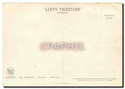 Cruiser Australia — ilustração — Lloyd Triestino, Trieste — Verso