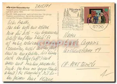 Rhein-Dampfschiffahrt — Kölnische & Düsseldorfer Gesellschaft — Plan jazdy z 10 maja 1894 — Rewers