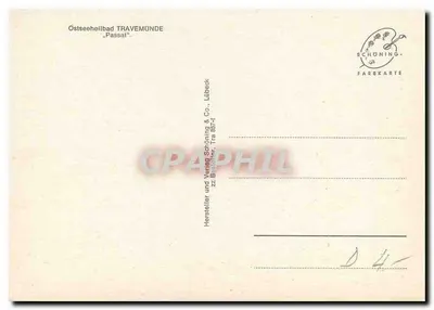 Navio com três mastros — Ostseeheilbad Travemünde — editor Schöning & Co., Lübeck — Verso