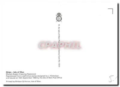 Mona's Queen II opuszcza Fleetwood — 50 pence, Wyspa Man — wydawca Bridson & Horrox — Rewers