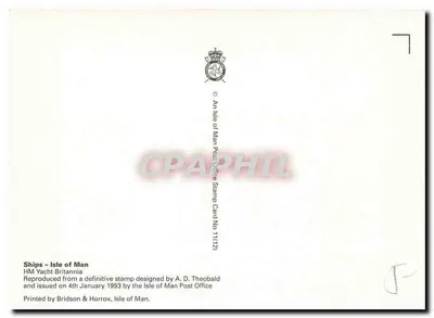 HMY Britannia — yacht — Izba pocztowa Wyspy Man, n° 1112 — Rewers