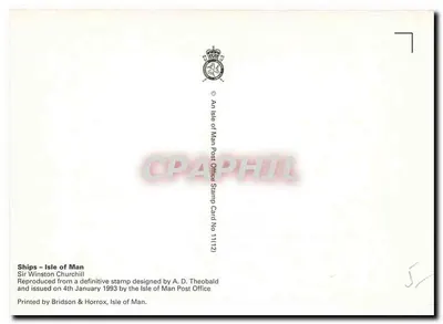 Statek żaglowy — Sir Winston Churchill — Poczta Wyspy Man — Rewers