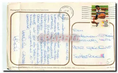 New York — Torres Gemelas — The Postcard Factory, Toronto — Reverso