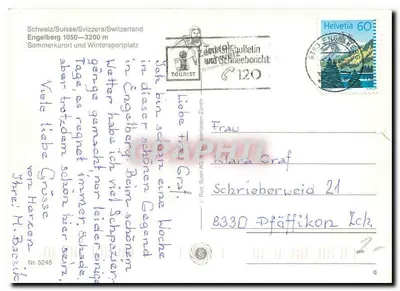 Engelberg — vista panorâmica e hotéis — editor desconhecido, n° de série 5245 — Verso