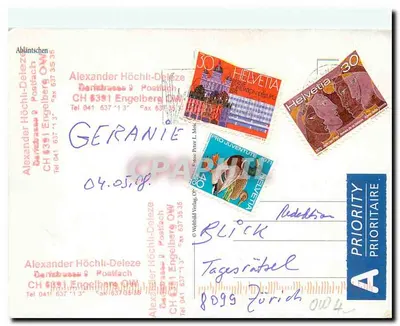 Cabaña alpina — montañas en el fondo — editor Wehrli Verlag, n.º 304 — Reverso