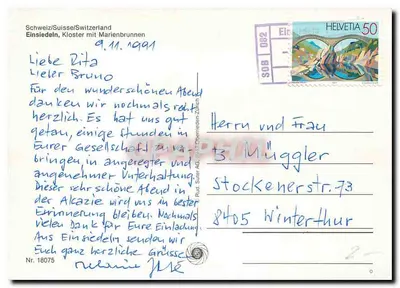 Einsiedeln — Abadia e fonte da Virgem — Schweiz/Suisse/Switzerland — Verso