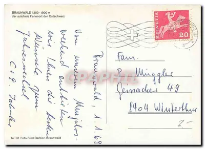 Braunwald — estação de esqui na Suíça — editor Fred Barbier, número de série C1 — Verso
