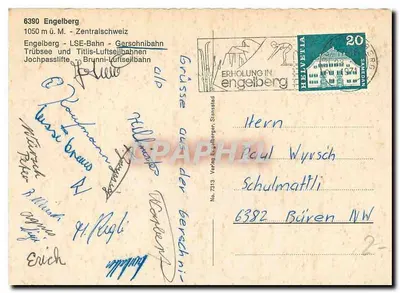 Engelberg — suas estações de elevação — Verlag Engelberger Stansstad, n° 7313 — Verso
