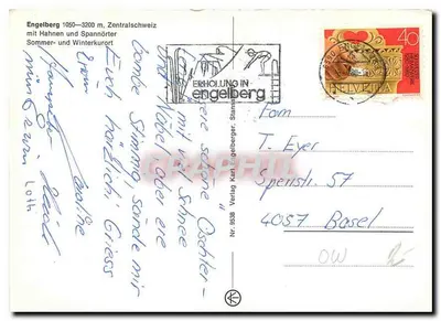 Engelberg — zasnieżone miasteczko w zachodzie — Verlag Karl Engelberger, Nr. 5538 — Rewers