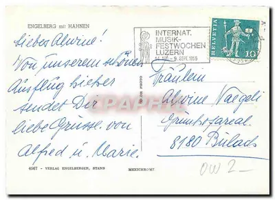 Engelberg z Hahnen — widok panoramiczny — Verlag Engelberger, Stans, n°4567 — Rewers