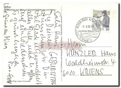 Góra Rigi — Widok panoramiczny na jezioro Lucernskie i Alpy — wydawca Z 16 Photo und Verlag M.B. Vitznau — Rewers