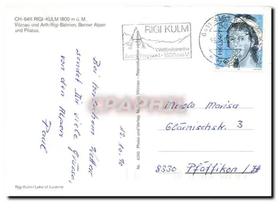Rigi-Kulm — vista panorâmica — Photo und Verlag, Nr. 4298 — Verso