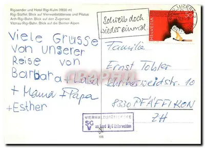 Rigi-Kulm — vista panorâmica e hotel — editor não visível — Verso