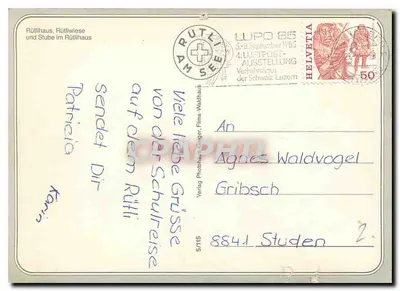 Rütli — Widok Rütlihaus i Rütliwiese — Verlag Rütli am See — Rewers