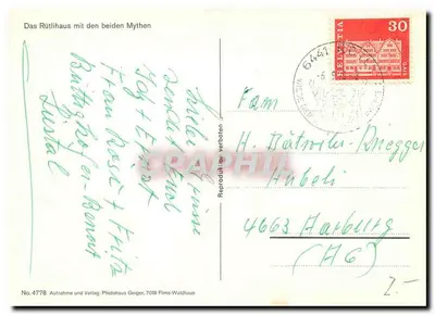 Rütlihaus com os dois mitos — Photohaus Geiger, n° 4778 — Verso