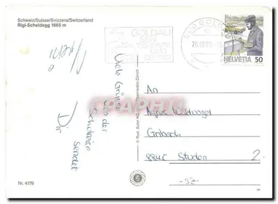 Rigi-Scheidegg — widok panoramiczny z punktami zainteresowania — Rud. Suter AG, n° 4179 — Rewers