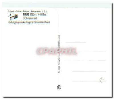 Titlis — Parque do Glaciar — editor Karl Engelmann, n° 12366 — Verso