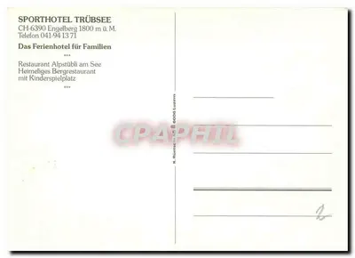 Sporthotel Trübsee — Engelberg, Switzerland — K. Rüetschi & Co. Luzern — Back
