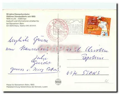 Stanserhorn — Stansstad-Stans — Stanserhorn Bahn — 1896 — Verso