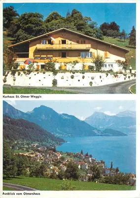 Kurhaus St. Otmar Weggis — vista do edifício e do lago — editor Sauna- + Molkenshaus St. Otmar Weggis