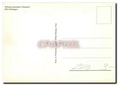 Altersheim Chlösterli — Unterägeri — Fotografia A. Portmann, Visp — Rewers