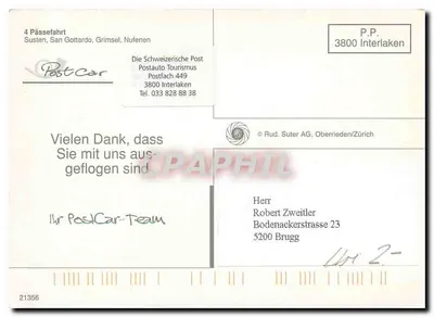 4 Pässen — Susten, San Gottardo, Grimsel, Nufenen — PostCar — Die Schweizerische Post — Rewers