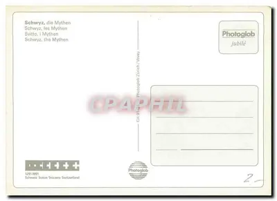 Schwyz, as Mythen — 1291-1991 — Photoglob jubilé — Verso