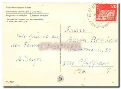 Stoos-Fronalpstock — Alpes suíços — editor Stoos-Fronalpstock, n° 18835 — Verso