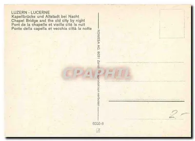Lucerna — Ponte da Capela e cidade antiga à noite — ROWWESA AG, 6000-6 — Verso