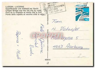 Lucerna — Most Kaplicy i Stare Miasto w nocy — Rowesca AG, seria 6000-6 — Rewers